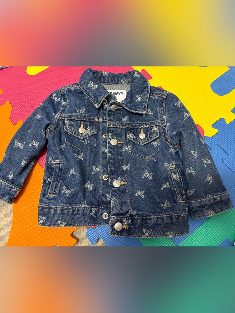 Old Navy Girls' Navy Butterfly Denim Jacket